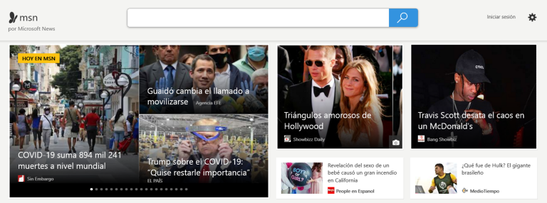 Página principal de MSN - recorte
