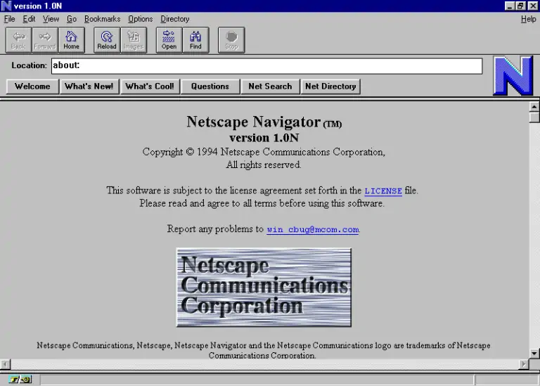 Netscape 1.0 captura de pantalla