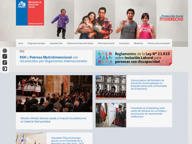 Página de inicio del Ministerio de Desarrollo Social de Chile