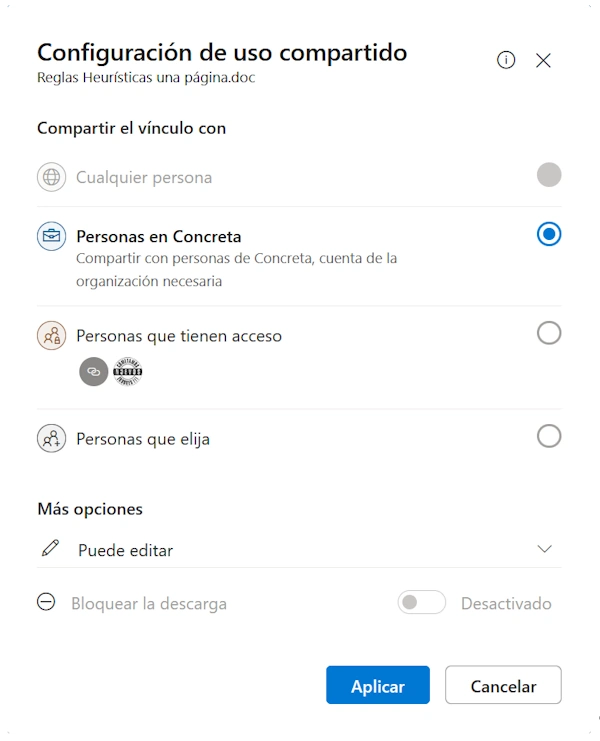 Configuración de permisos OneDrive