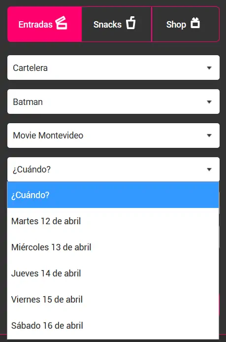 Selección desde una lista de fechas